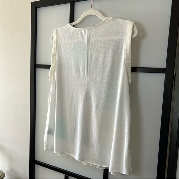 [L] Zac & Rachel White Floral Watercolour Style Sleeveless Blouse Tank Top - Picture 7 of 10